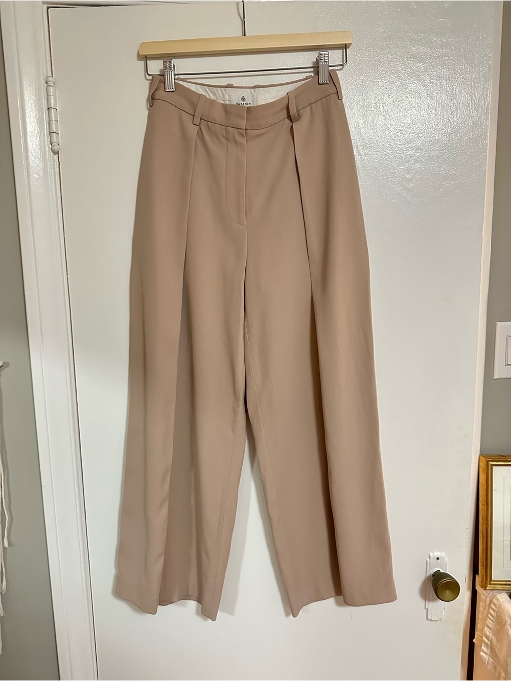 Babaton Aritzia Wide Leg High-Rise Women's Pants in Beige
